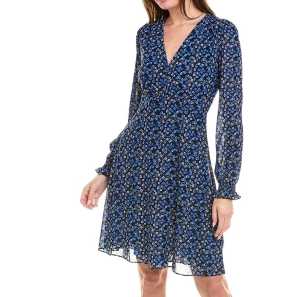 CAbi The Ten Blue Floral Long Sleeve Dress